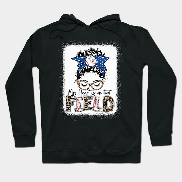 My heart is on that Field Baseball Tee Leopard Baseball Mom Hoodie by Wonder man 